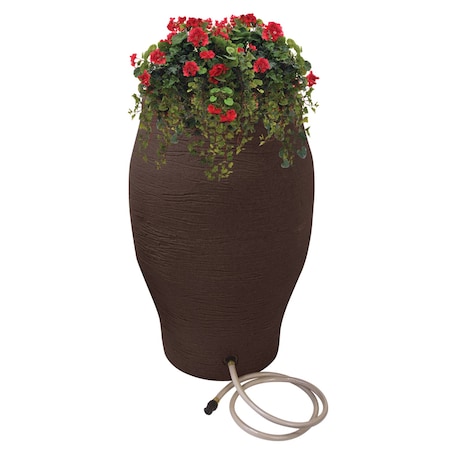 Emsco Group 50 Gallon Flatback Stoneware Urn Rain Barrel, 50 Gallons, Brown 2234-1